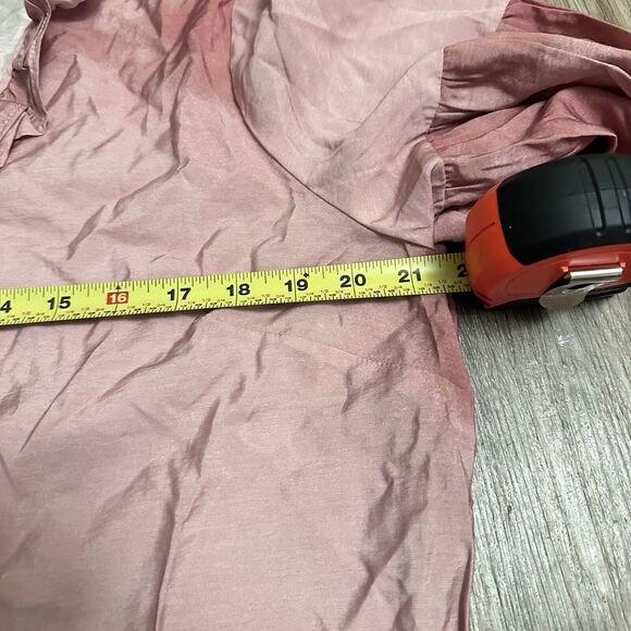 Me Jennie Garth Ruffle Neckline-Shell Pink Peasant Blouse Sz M Romantic Boho - Picture 9 of 11